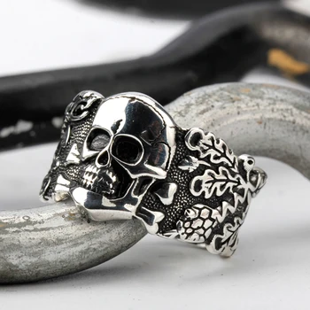 Craniu Inel pentru Barbati Argint 925 Schelet de Mers pe jos Demon Vintage Punk Rock Misto Craniu Inel pentru Bărbați Bijuterii de Moda