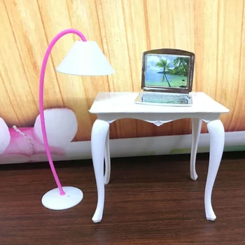 4BUC de Simulare Birou Lampă de Masă Laptop Scaun Mobilier Casa Papusa pentru Papusa Barbie Accesorii Copii Ziua de nastere Cadou de Crăciun