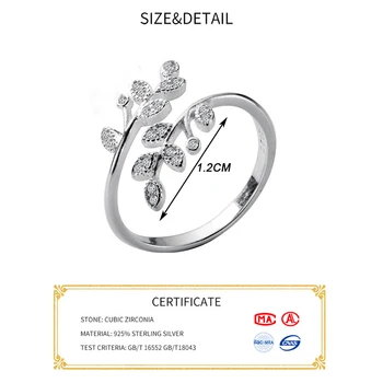 INZATT Real Argint 925 Planta Zircon Frunze Inel Pentru Femei de Moda de petrecere Cute Fine Bijuterii Accesorii 2019 Cadou