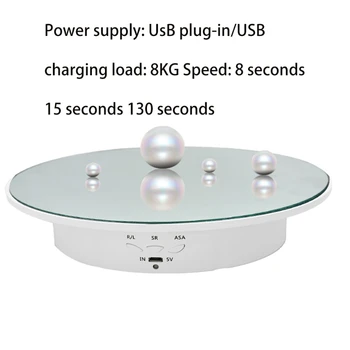 3 Viteze de 20cm Inteligent Electrice Rotative, Display Stand Oglindă placă Turnantă Bijuterii Suportul Bateriei de Alimentare USB