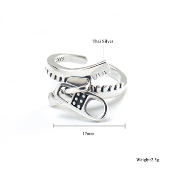 Vintage Personalitate Fermoar Reglabil Argint Thai Ring Pentru Femei 925 De Bijuterii De Argint Coroana Punk Inel
