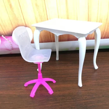 4BUC de Simulare Birou Lampă de Masă Laptop Scaun Mobilier Casa Papusa pentru Papusa Barbie Accesorii Copii Ziua de nastere Cadou de Crăciun