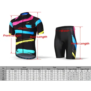 ARSUXEO 2018 Bărbați ciclism jersey set Maneca Scurta + Rapid-uscat Tricou 3D Perna Căptușit pantaloni Scurți pentru ropa ciclismo
