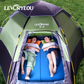 LEVORYEOU Hexagon Automată Gonflabile Saltea în aer liber Camping Cort Saltea impermeabil Drumeții Călătorie Picnic Restul Perna