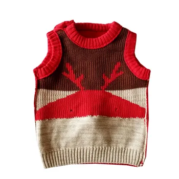 Copii pulovere fără mâneci anul nou pulover tricotate vesta copil, copilul fată pulover elan, cerb topuri de Crăciun tinutele de primavara toamna