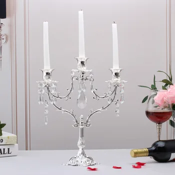 PEANDIM Romantic 3 Arme sfesnice Cristal Lumanare tort de Nunta Candelabre Acasă Cină la lumina Lumânărilor Decor