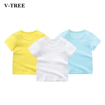 Bambus Bumbac Copii Tricou de Vară 2020 Fete T-shirt Respirabil Băiatului Tricouri Topuri Pentru Copii Culoare Solidă Băieți Teuri 1-8T