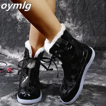 Femei cizme glezna apartamente pantofi femei de lux din piele PU flatform zăpadă iarna cald pantof încăltăminte într-femme zapatos mujer sapato