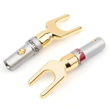 8Pcs/Lot Banana Plug de Tip Y Placat cu Aur Cupru Argint Banana Conectori Difuzor Cablu Adaptor Conectori de Sârmă de Kit