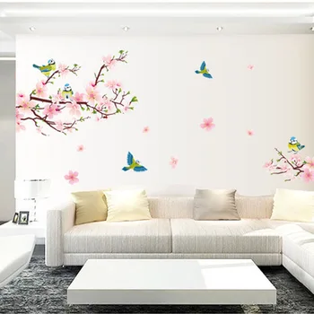 3D Arta de Perete Romantic Peach Blossom de Flori Moderne Acasă Decal Autocolant Perete TV de Perete Camera de zi de Decorare Perete Decor