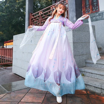 Moda Zână Frumoasă Prințesă Hanfu Rochie Modern, Street Dance Haine De Zi Cu Zi Rochii Pentru Femei Îmbrăcăminte În Stil Chinezesc Vara