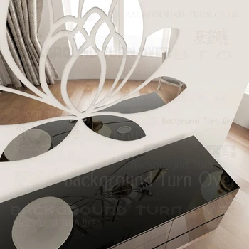 Oglinda Autocolant Decor Baie Autocolante 3D Full Body Perete Oglindă Adezivă de Hârtie Murala Pe Mare Floare de Lotus, Petale de R063