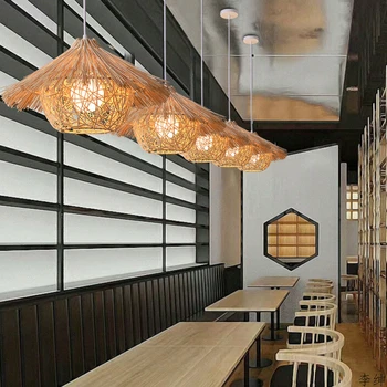 Japonia Lumini Pandantiv Țesute Manual Din Ratan Agățat Lămpi Suspendate Bucatarie Restaurant Dispozitivul De Fixare De Iluminat Industrial Art Decor Corp De Iluminat