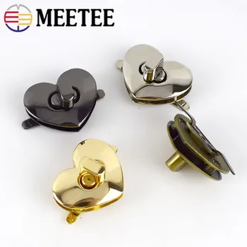 Meetee 2/5pcs Sac de Metal Incuietoare Rândul său, Blocare poftă de mâncare Cleme DIY Geantă de mână Forma de Inima Hardware Închidere Saci Piese Accesorii E6-6