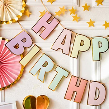 Macarons la mulți ani Bunting Petrecerea de Ziua Aspect Decorativ Litere Ghirlanda Banner Happy Birthday Party Decor Pentru Copii ww47
