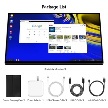 15.6 inch 4K Portabil Monitor Tactil Mac Comutator PS4 XBOX Laptop HDR10 HDMI, USB Type-C, IPS 1080P Full Screen Android modul Desktop