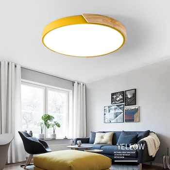 Nordic CONDUSE de Plafon Lumina ultra-subțire de Lemn lampă de Tavan cu Montare pe Suprafață Control de la Distanță pentru sala de mese Pentru camera copil lampa