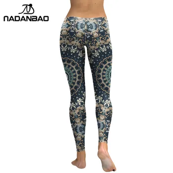 NADANBAO New Sosire 2021 Jambiere Femei Mandala Floare de Imprimare Digitală de Fitness Leggins Pantaloni Elastic Antrenament Plus Dimensiune Jambiere