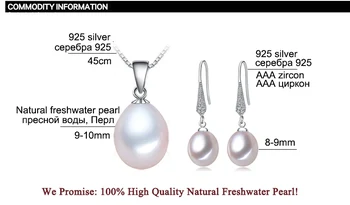 ZHBORUINI 2020 Set de Bijuterii Perla Naturala Real Pearl Colier Picătură Cercei Argint 925 de Bijuterii de Mare Geometrice