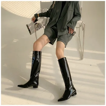2020 Nou INS Femei pe Genunchi-mare, Femei Cizme Pantofi Toc mic Aluneca Pe Cizme Lungi de Designer de Brand Chelsea Cizme a Subliniat Toe