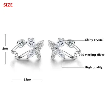 Argint 925 moda strălucitoare de cristal fluture de design cercei stud pentru femei en-gros de bijuterii cadou de Craciun ieftine