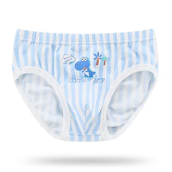 4buc/pachet Baieti Boxeri Desene animate Dinosaur Print pantaloni Scurți, Chiloți Drăguț Albastru cu Dungi Chiloți pentru Copii Adolescenți Lenjerie de Băieți, 1-11Yrs