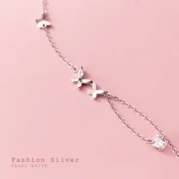 MloveAcc Veritabil 925 Sterling Silver Moda Ciucure Fluture Strălucitor CZ Brățări pentru Femei din Argint Fin 925 Bijuterii
