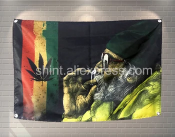 Fumatul Frunza Steag Banner Muzica Rock Reggae Rasta Poliester 144* 96cm Atârnă pe perete 4 garnituri Steagul Personalizat de interior