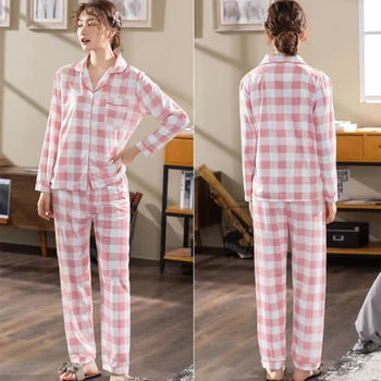 Pijama Femei Pijama Satin Set HomeWear De Sex Feminin Topuri Cu Maneci Lungi+Pantaloni Cu Buline Pijamas Mujer De Agrement Sleepwear Lapte Bucăți