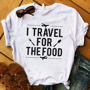 Femei T Femei Grafic Scrisoare de Călătorie pentru Mâncare de Vacanță Vacanță de Top Imprimate Tricou Femei Tricou Haine Femei T-shirt