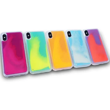 Neon Luminos Lichid nisipuri Mișcătoare Telefon Caz Pentru iPhone 11 Pro 7 8 6 Plus X XR XS Max Fluorescente Strălucire În Capacul Închis
