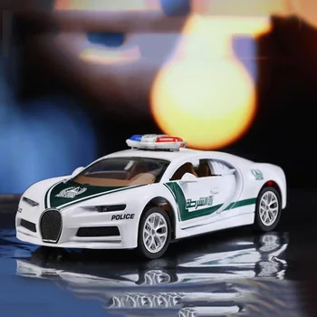 1/32 Scară Mașină De Jucărie Poliția Din Dubai Bugatti Chiron Metal Aliaj Masina Sport Diecasts Vehicule Model De Jucarii Pentru Copii Colectia Pentru Copii