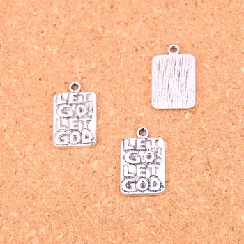 60Pcs Placate cu Argint Antic lasă dumnezeu să Farmece Diy Bijuterii lucrate Manual Constatările Accesorii 20*12mm