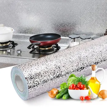 Recent Impermeabil rezistente la Ulei Folie de Aluminiu Autocolant Auto-Adeziv Tapet Bucătărie, Aragaz Autocolante de Perete CLA88