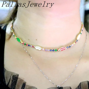 5Pcs curcubeu mici de Tenis Cz lanț email colorat de buze lucky charms eleganta pentru femei brățară colier bijuterii