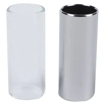 2 Bucati lamelă de Sticlă și Metal Slide pentru Chitara, Bas, Mediu (6 cm)