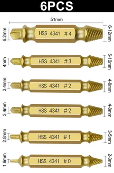 6pcs Deteriorat Screw Extractor Viteza Drill Bits Instrument Dublu Partea Durabil Rupt Șurubul de Demontare Șurub de Înaltă Rezistență Accesorii