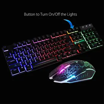 T6 Rainbow LED Backlit Multimedia Ergonomic USB cu Fir Tastatură de Gaming cu Fir Mouse-ul și Mouse-Pad pentru Laptop Utilizatorii de computere Jucătorii