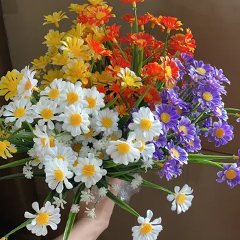 6 Pachete Artificiale Flori Margarete Flori False De Decor Nu Se Estompeze Faux Din Plastic Grădină De Flori Pridvor Cutie Fereastră Decor