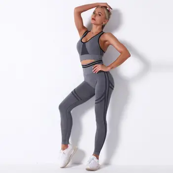Femei activewear 2 buc Yoga Set benzi de Fitness Haine Costume de Sport fără sudură sport seturi de femei Antrenament de formare seturi de yoga tinuta