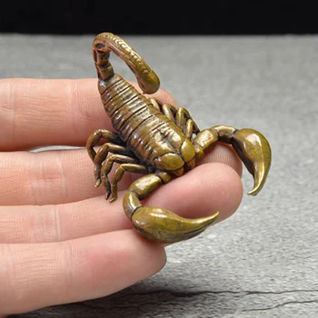 Cupru Pur Animal Regele Scorpion Figurine Miniaturi De Epocă Clasică Desktop Ornament Decoratiuni Accesorii Alama Ceai De Companie