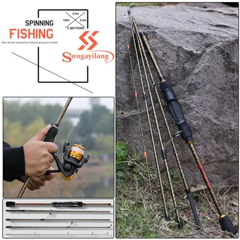 Sougayilang 5 Secțiunea Portabil De Pescuit Rod1.8-2.4 m Ultralight Fibra de Carbon Spinning/Casting Călătorie Tije de Pescuit de Pescuit