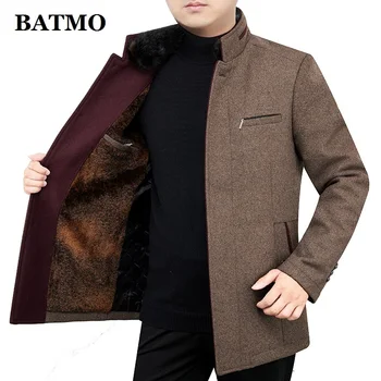 BATMO 2020 new sosire de iarnă de înaltă calitate Fals guler de blană lână trenci ofițeresc bărbați,pentru bărbați de lână jachete MN806
