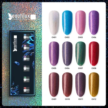 Beautilux Holografic unghii cu Gel Unghii Kit LED-uri UV Nails Art Geluri Lac Set Semi Permanent Lac de Unghii Manichiura 10ml 6pcs/lot