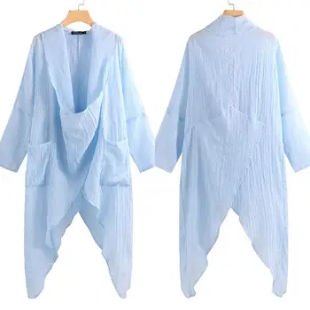 2021 Celmia Femei, Plus Dimensiune Topuri si Bluze Vintage Lungi Tricou Casual cu Glugă Gât Maneca Lunga Liber Asimetric Blusas Femininas