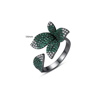 FXLRY Elegant Design Unic Deschide Setare Cz Floare Trandafir Deschis Reglabile Mare Frunze de Inele Pentru Femei de Moda Degetul Accesorii