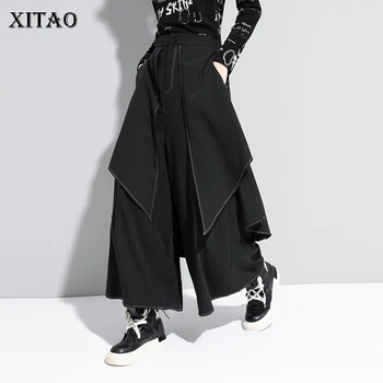 XITAO Negru Fals Două Piese Pantaloni Femei Vrac Moda Simplu Neregulate Toate Meci de Streetwear 2020 Nou Toamna Pantaloni Largi Picior ZP3534