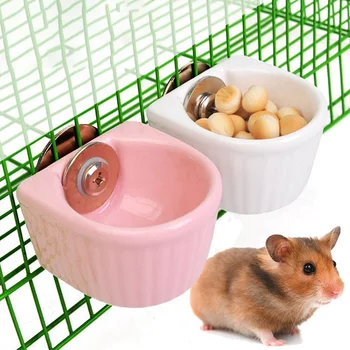 Cușcă De Hamster Castron Ceramic Hangable Stabil Animale De Companie Mici Boluri De Hrănire Pentru Chinchilla Veveriță, Iepure, Hamster Cage Feeder
