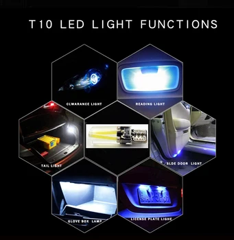 10x T10 Canbus LED-uri Auto din Silicon Lumini T10 194 W6W Nici o Eroare Filament COB Lumina Alb Cald Car Styling Rosu Cristal de Gheață de Culoare Albastru