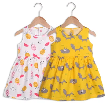 1-6 Ani Copii Fete Dress 2020 Imprimare Rochii de Vara pentru Fete de Bumbac, fără Mâneci Ziua Printesa de Îmbrăcăminte pentru Copii LYQ007